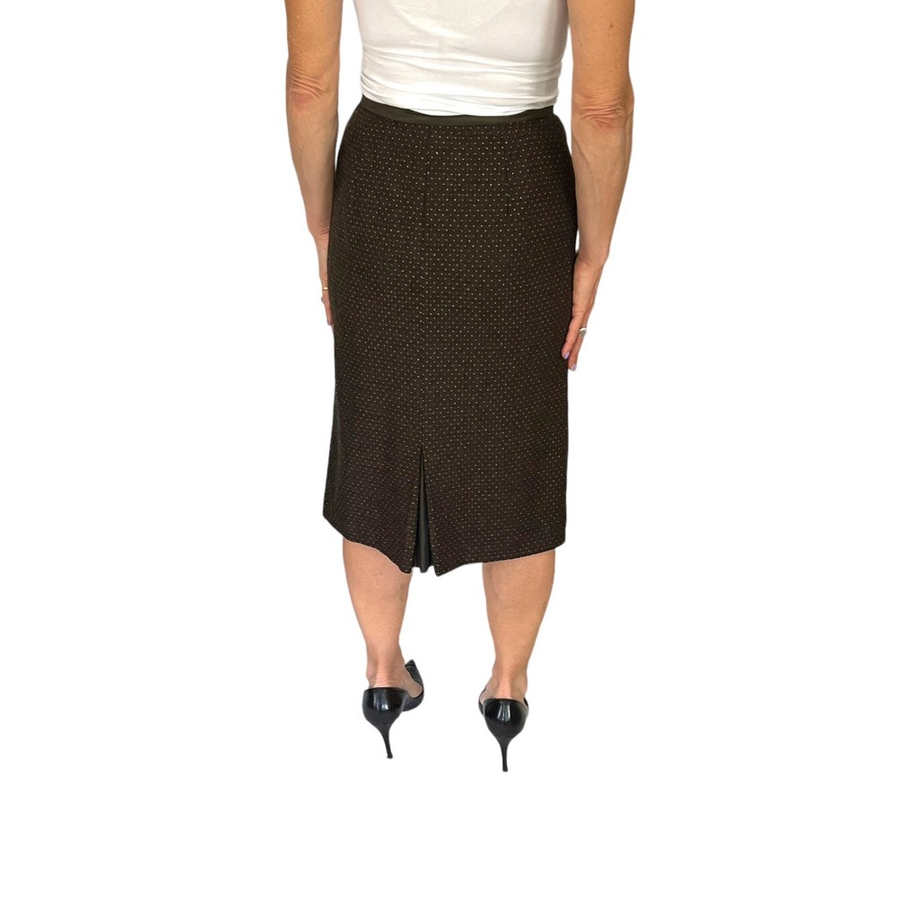 ETRO MILANO BROWN POLKA DOT WOOL STRAIGHT MIDI SKIRT SZ 40 2/4 - Picture 8 of 13